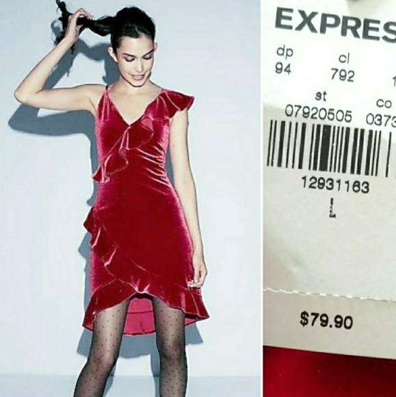 Express Dresses & Skirts - 🆕Express L, Velvet Ruffle Mini